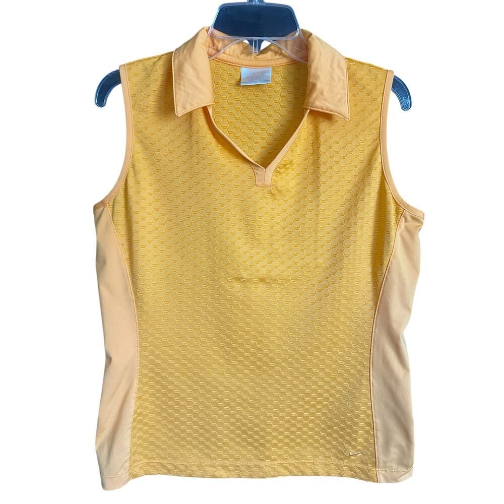 Bright Orange Nike Golf Dri-fit Waffle Texture Sleeveless Polo Size Large